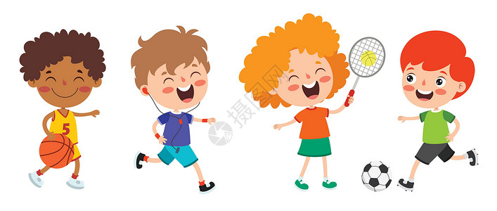 运动的男孩快乐的孩子们做各种运动女孩休闲角色卡通生活方式运动员操场体操扮演儿童设计图片