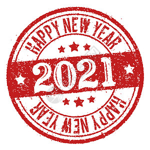 2021 年新年橡皮戳图案红色墨水球形插图贺卡艺术圆圈假期打印书法背景图片