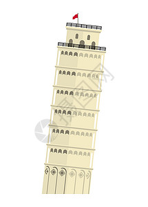 罗马式比萨斜塔意大利世界著名建筑矢量图建造插图历史性历史游客旅游卡通片文化纪念碑旅行设计图片