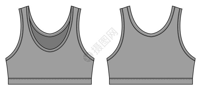 它制作图案的女性运动胸罩模板矢量跑步衣服服饰胸衣女士文胸运动装健身房女孩胸部背景图片