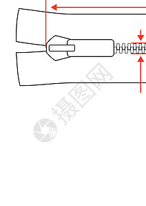 私拉电线拉链尺寸 在白色背景上隔离的 Zip 规范矢量图设计图片