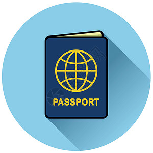 护照图标护照圆圈蓝色图标概念设计图片