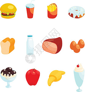 意式披萨食物图标饮食热狗啤酒蛋糕食品饮料甜甜圈果汁餐厅卡通片设计图片