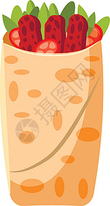 沙嗲酱卡通风格中的沙瓦玛图标设计图片
