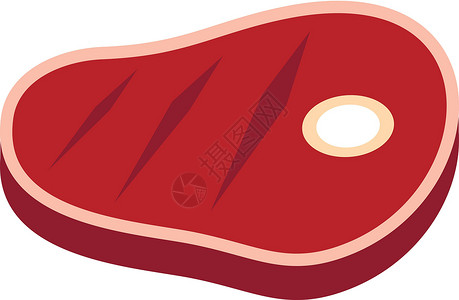 牛肉盖饭平面样式中的肉牛排图标设计图片