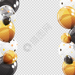 在透明背景上隔离空白页的彩色光泽氦气球组 它制作图案矢量展示插图庆典礼物生日婚礼玩具纪念日乐趣派对设计图片
