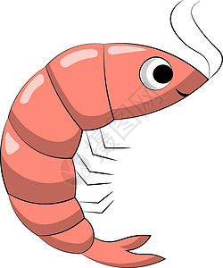 可爱的虾可爱的卡通漫画虾 用颜色绘制插图设计图片