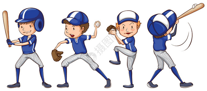 戴手套男孩垒球蝙蝠孩子们收藏帽子男生棒球练习竞赛绘画男孩们设计图片