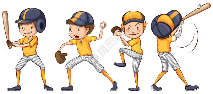 打棒球的男孩黄茶选手设计图片