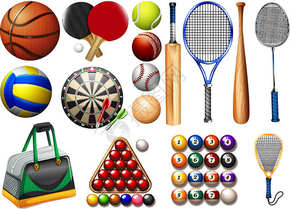 台球的运动器材和球艺术字符串草图球拍收藏活动桌子竞争团体排球设计图片