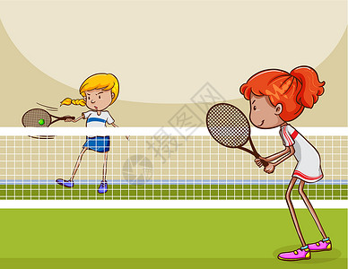 网球练习网球女士卡通片运动员竞赛锻炼力量乐趣娱乐活动游戏设计图片