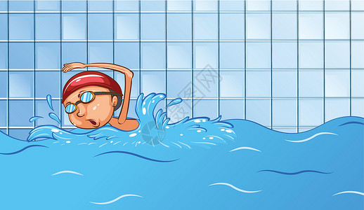 阿夸维特游泳赛车乐趣运动员锻炼游泳者运动卡通片速度游泳池中风设计图片