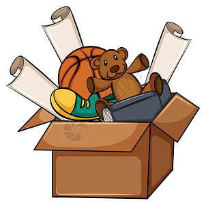 一盒没用过的东西集装箱商品棕色白色包装盒子海运立方体双方卡通片设计图片