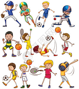 棒球男孩体育体育运动棒球绘画运动娱乐活动乐趣训练女孩们篮球竞赛设计图片