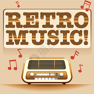 Retro 音乐海报广告娱乐收音机老歌乐趣歌曲古董技术扬声器背景图片