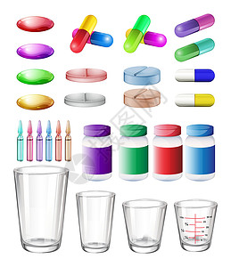 彩色药片药片医疗容器和药物设计图片