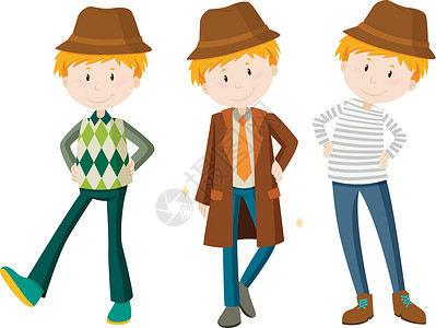 百搭牛仔外套穿三件不同衣服的男人设计图片