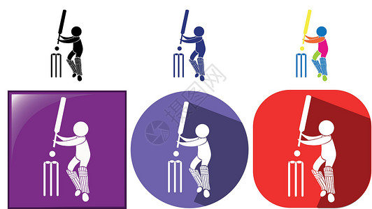 板球的三个设计运动图标背景图片