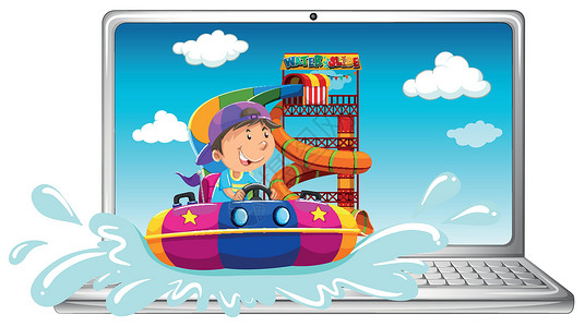 水上滑艇水滑男孩的电脑屏幕设计图片