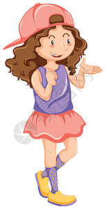 可爱小女孩形象粉红色裙子和哈的小女孩设计图片