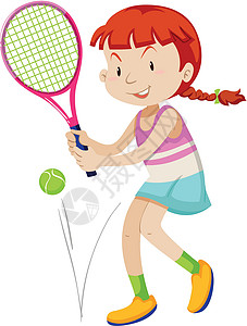 有球拍和 bal 的女子网球运动员设计图片