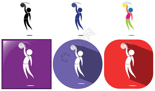 运动员图标三个图标设计中的手球图标设计图片