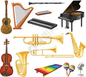 钢琴小提琴不同类型的乐器设计图片