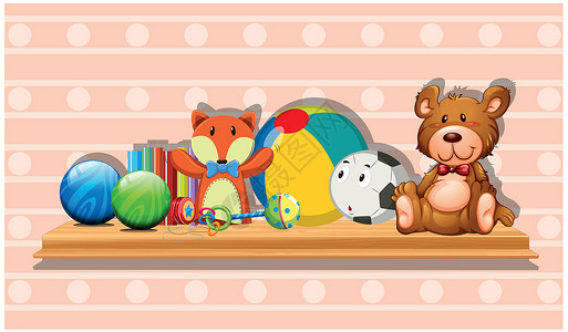 泰迪熊胸花配饰木猪上有许多可爱的玩具设计图片