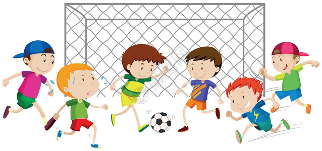 踢足球的孩子一群男孩踢足球设计图片