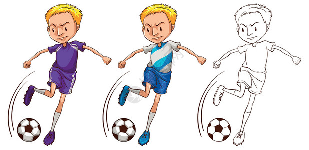 球球运动员足球运动员的涂鸦字符夹子插图闲暇艺术剪裁娱乐运动男人玩家素描设计图片