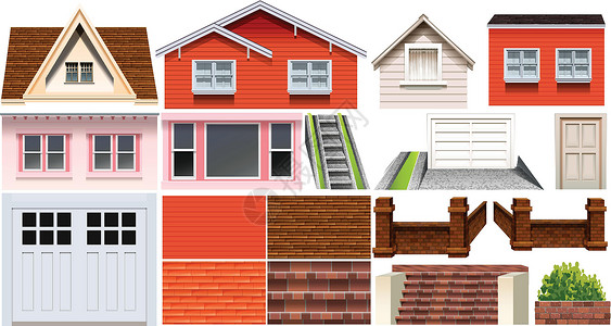 私人车库房子和其他房子元素的不同设计设计图片