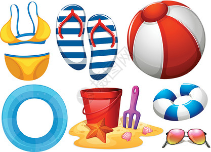 丁字裤沙滩装和其他沙滩玩具设计图片