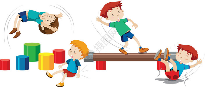跳起来的男孩男孩在操场设备上玩耍设计图片