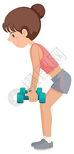 推哑铃一名年轻女子重量训练练习绘画男人夹子举重活动肌肉艺术运动运动员插图设计图片