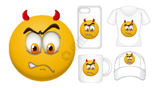 黄色T恤使用 devil fac 对不同产品进行平面设计设计图片