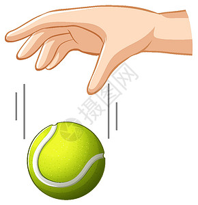 手托球用于重力实验的手投网球指示牌手指运动球拍艺术物理科学活动绘画乐趣设计图片