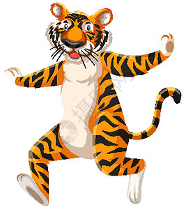 凶猛的老虎快乐虎卡通人物艺术品老虎捕食者活动绘画动物微笑荒野跑步插图设计图片
