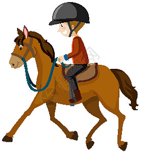 骑小马戴头盔或骑马卡通孤立的骑手的年轻人设计图片
