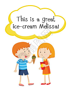 小女孩吃冰淇淋人们在白色背景下行动的英语短语食物男人女孩小吃孩子们女性少年童年青年男生设计图片