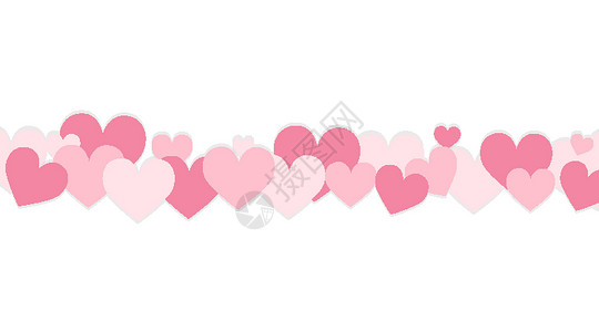 粉红色的剪贴画情人节主题与粉红色的心形设计图片