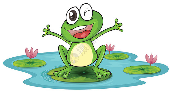 1岁宝宝一只青蛙和一只水荒野牙齿植物群百合两栖软垫池塘野生动物情绪动物群设计图片