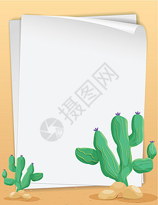 仙人掌教皇卷曲干旱草图横幅植物叶子艺术绘画海报邀请函设计图片