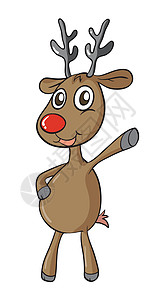 一鹿向前一只驯鹿棕色剪裁红色微笑白色热带鼻子绘画荒野哺乳动物设计图片