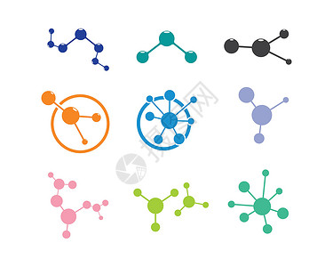 矢量标识分子标志矢量插图设计生物信息化学品医疗生活商业原子玻璃图表标识设计图片