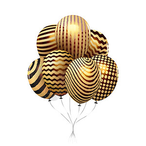 有大事孤立在白色背景上的金色气球 庆祝节日装饰剪贴画 生日聚会嘉年华背景 惊喜金色气球飞舞闪亮 矢量图 Eps 10零售人生纪念日庆典设计图片