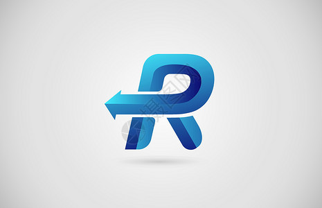收到信企业和公司的蓝色渐变箭头 R 字母表字母标志图标 企业创意设计设计图片