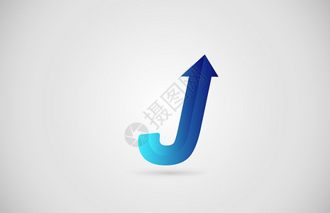 企业和公司的蓝色渐变箭头 J 字母表字母标志图标 企业创意设计背景图片