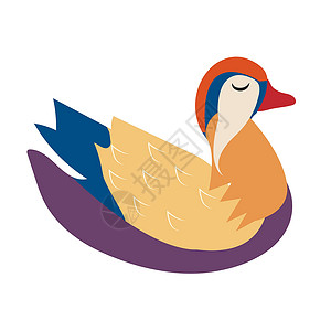 鸭中翅普通话鸭图标平板风格 孤立于白色背景中 矢量插图设计图片