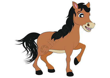 枸蹄子棕马 开胃的卡通插图设计图片