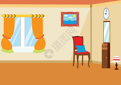 国内房间家庭 roo 的卡通内部的矢量插图设计图片